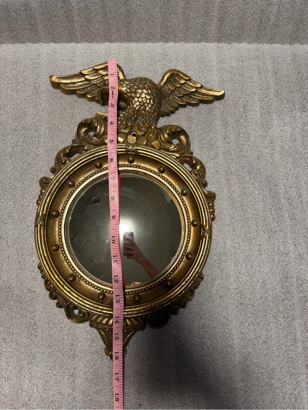 Vintage Syroco Gold American Eagle Convex Mirror - Picture 9 of 12